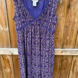 Max Studio Purple and Gold Patterned Midi Dress